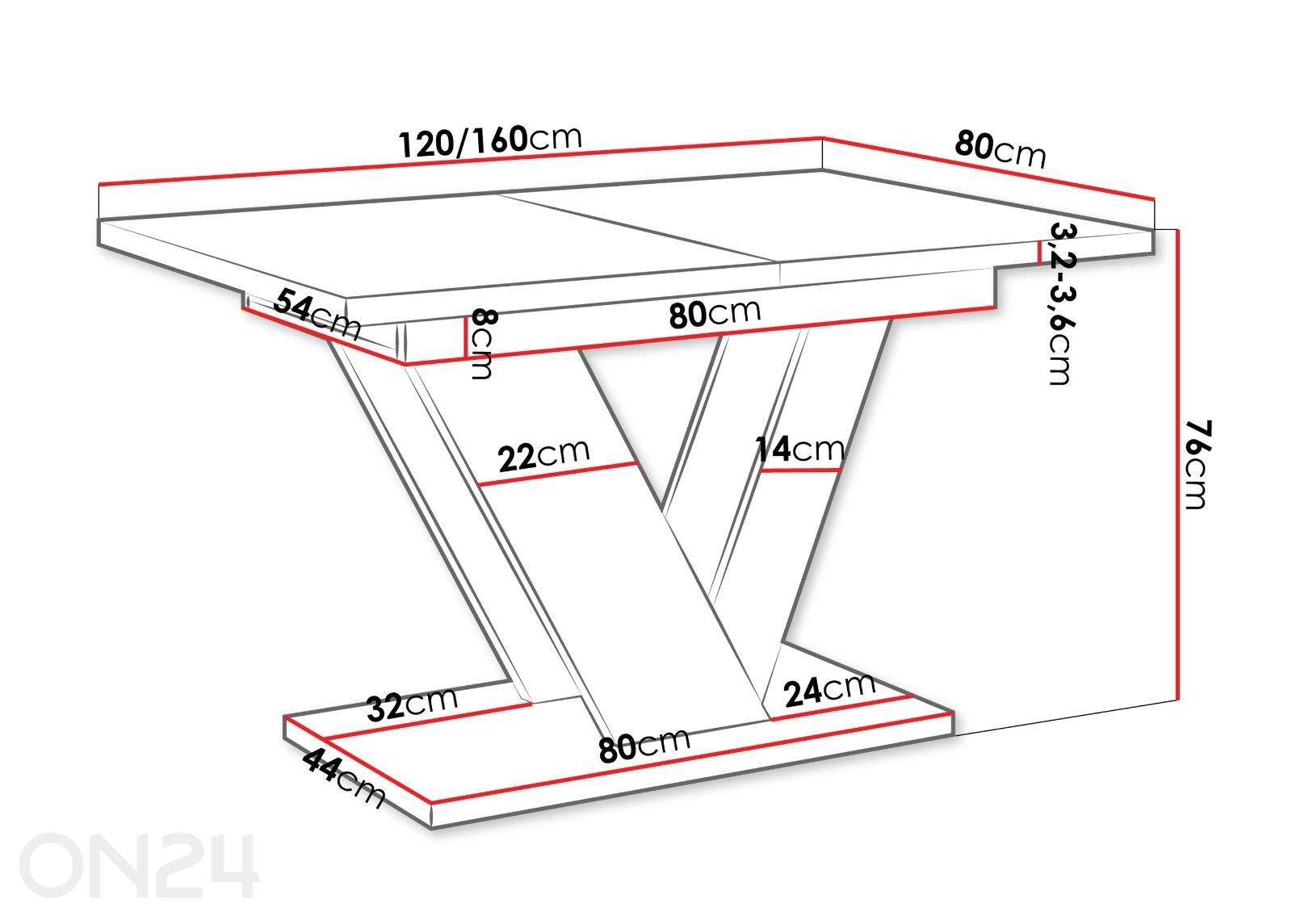 Обеденный стол Dubai 80x120-160 см увеличить размеры