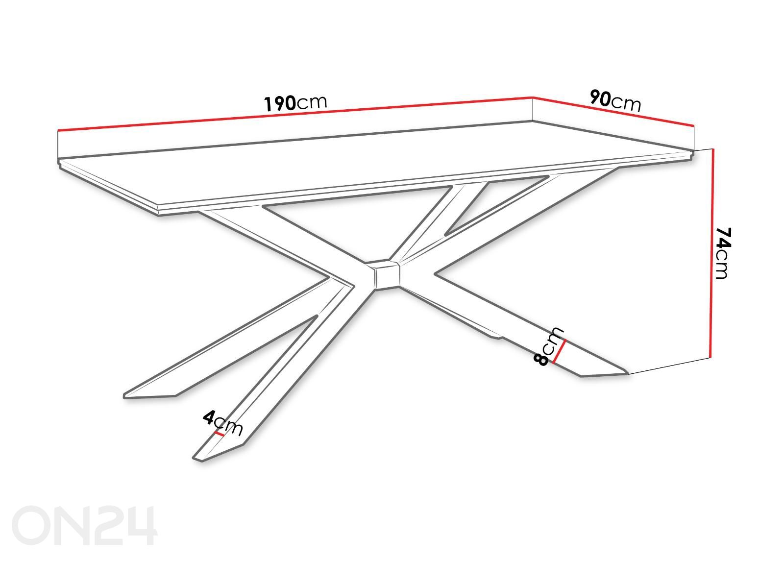 Обеденный стол Flora 90x190 см увеличить размеры