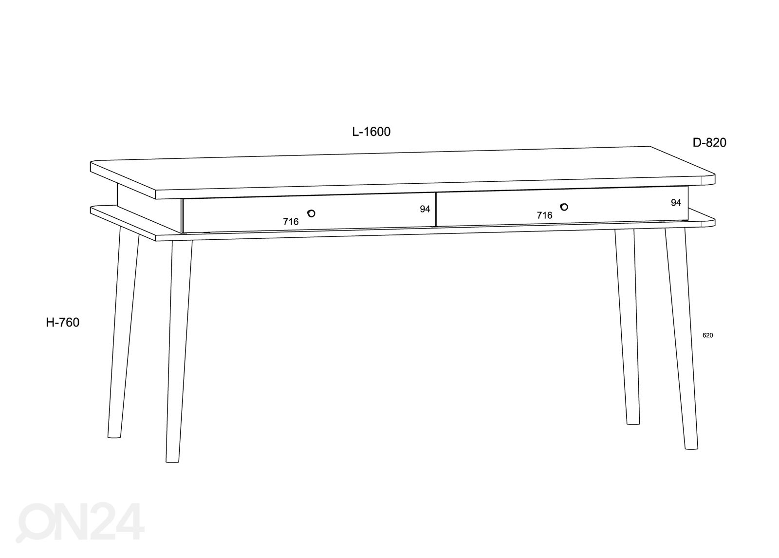 Обеденный стол Glandore 160x82 cm увеличить размеры