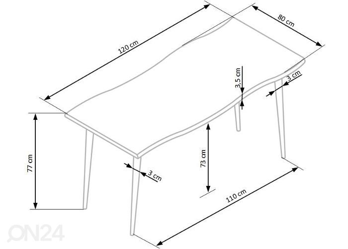 Обеденный стол Larson 120x80 см увеличить размеры