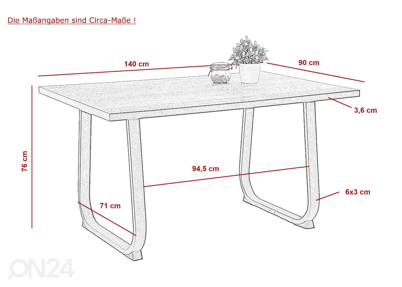 Обеденный стол Luise 90x140 cm увеличить размеры