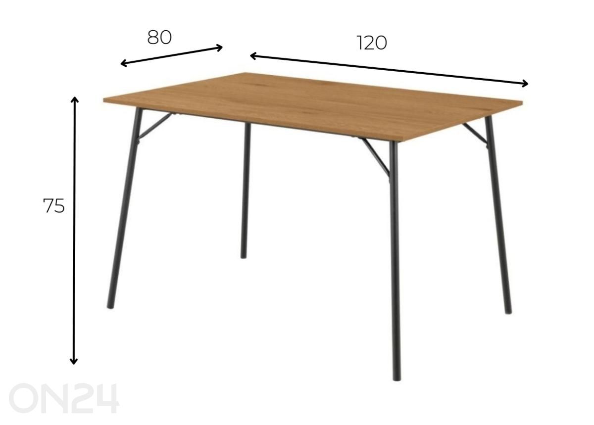 Обеденный стол Tiivo 120x80 дикий дуб увеличить размеры