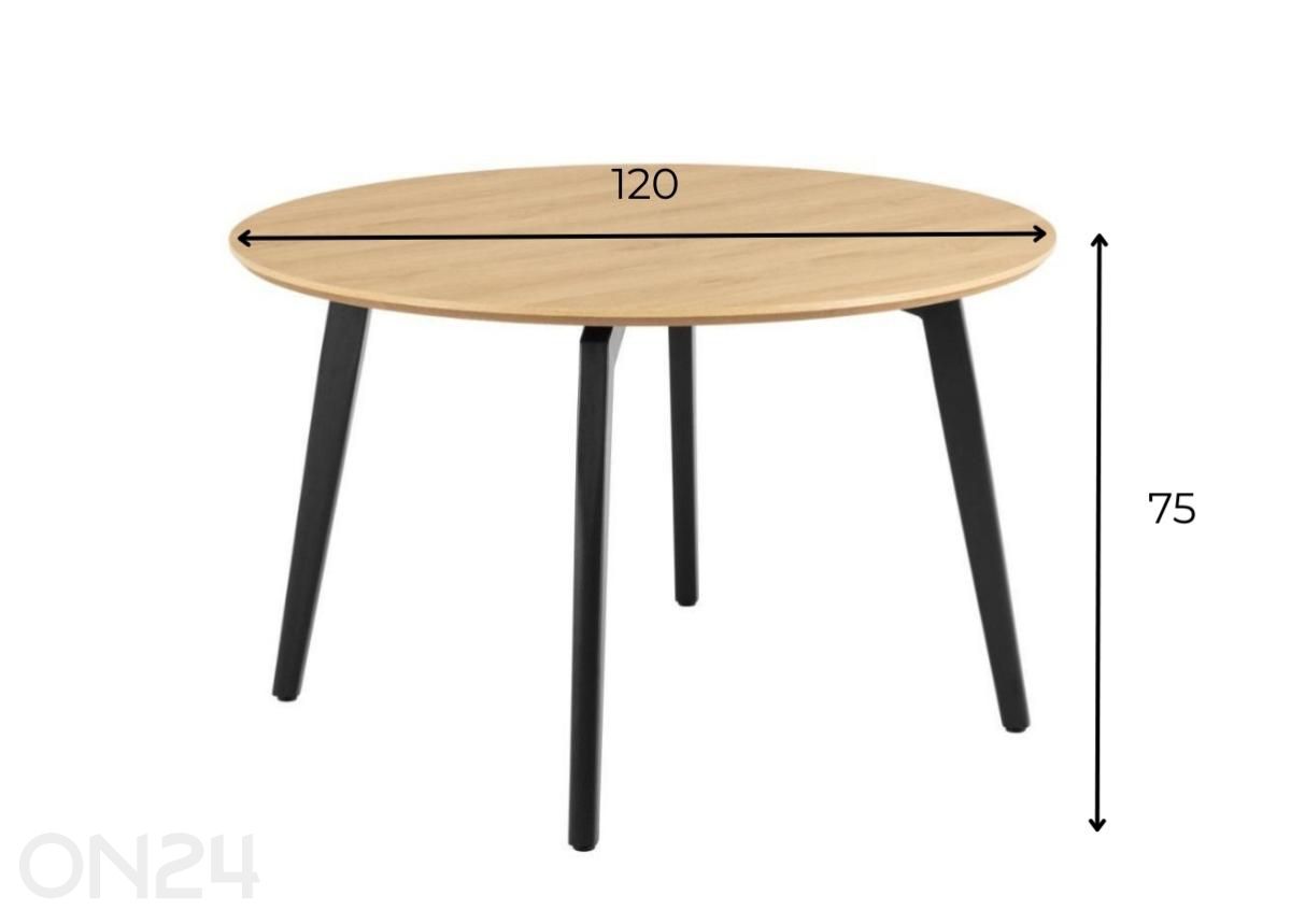 Обеденный стол Ziida D120 дуб/черный увеличить размеры