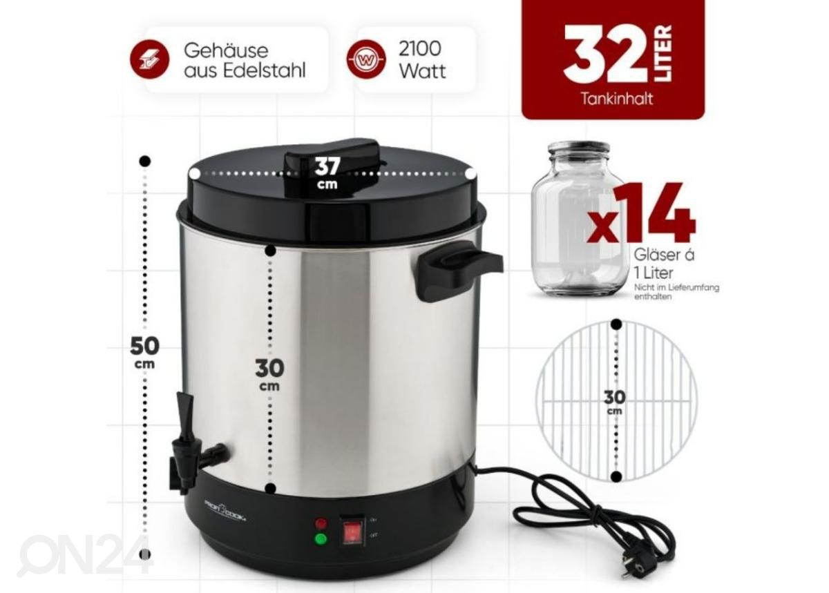 Пастеризатор-диспенсер для напитков 32 л ProfiCook PCEKA1283 увеличить размеры