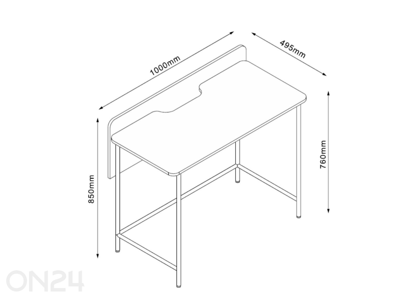 Письменный стол Harper 100x49,5xH85 см, ясень/черный увеличить размеры