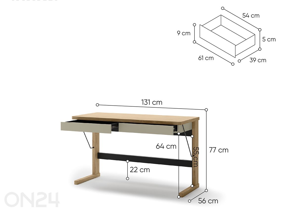 Письменный стол Ollie увеличить размеры