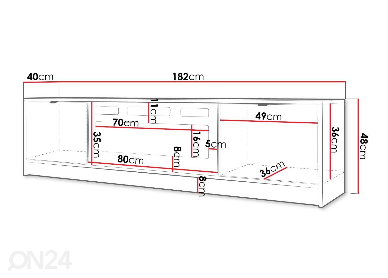 Подставка под ТВ 182 см c электрокамином увеличить размеры
