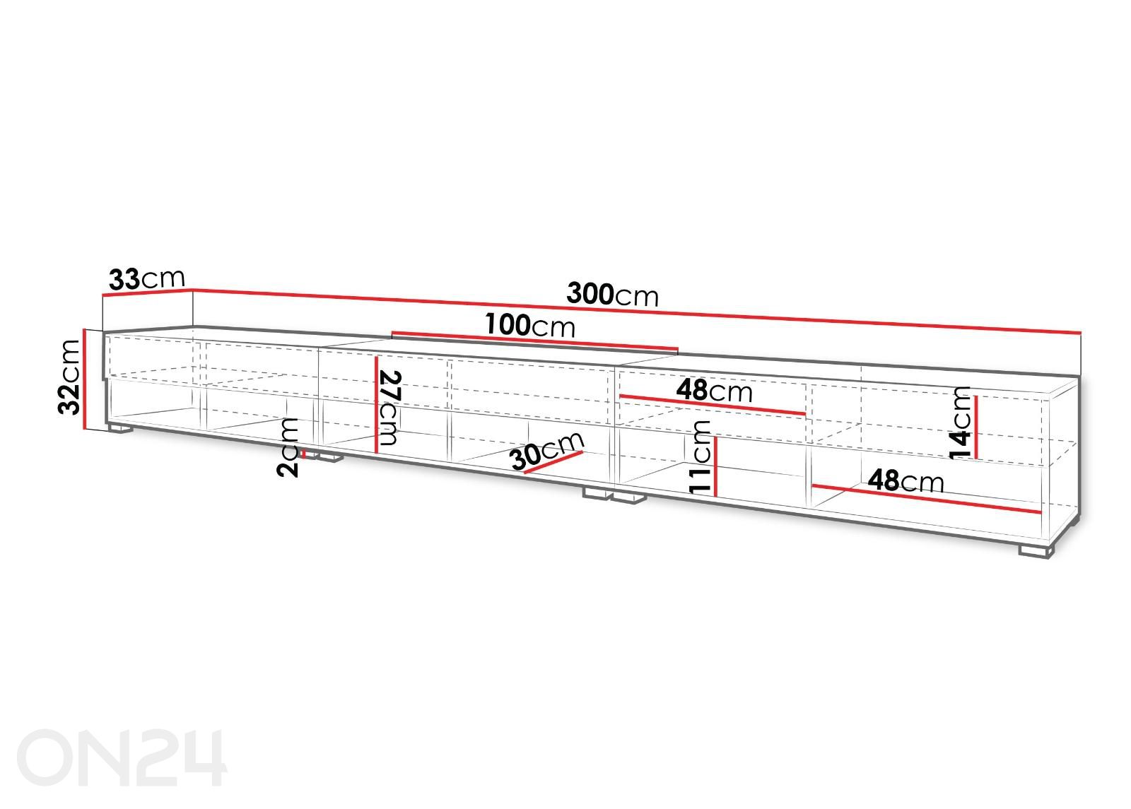 Подставка под ТВ Alma 300 см + LED увеличить размеры