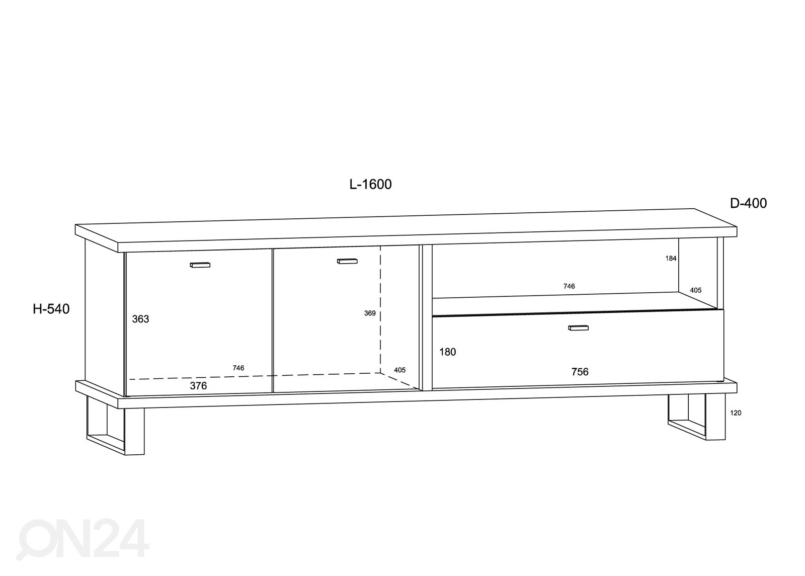 Подставка под ТВ Fermoy 160 cm увеличить размеры