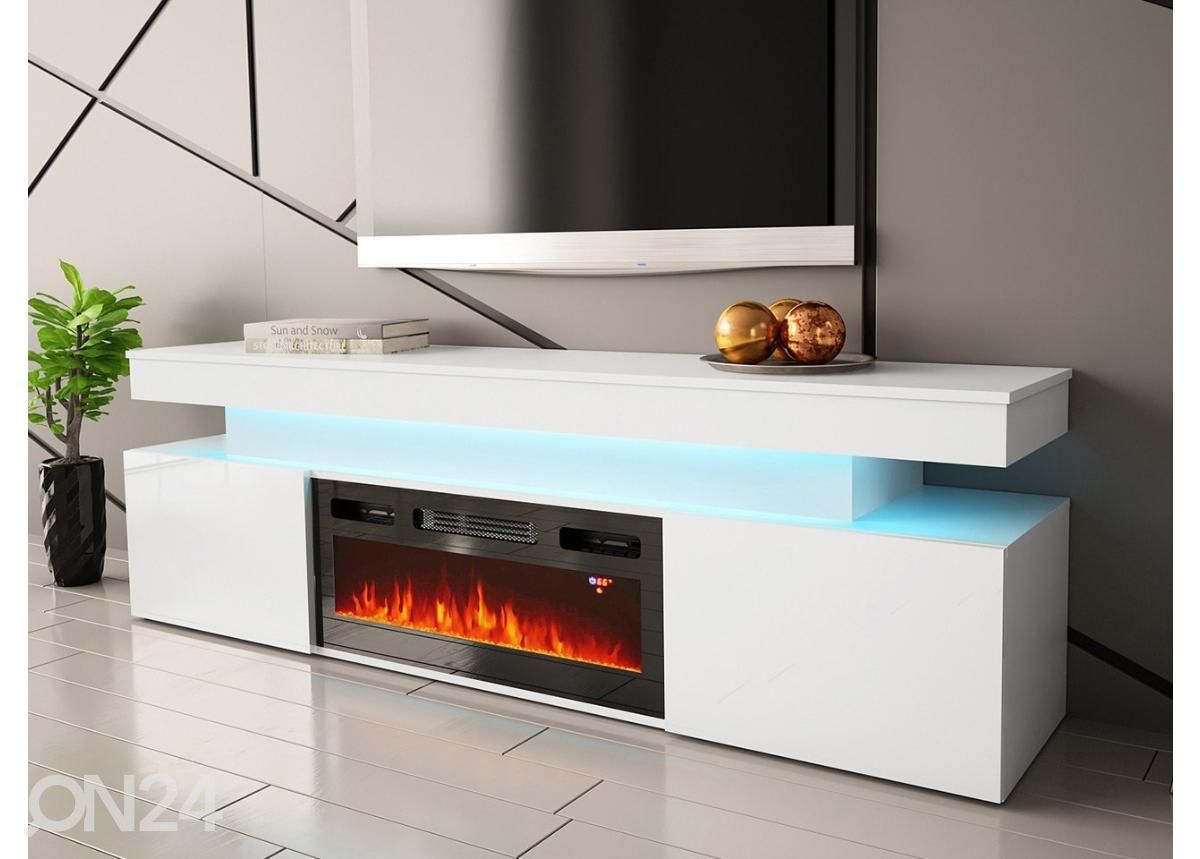 Подставка под ТВ Glossa 190 cm + камин + LED увеличить