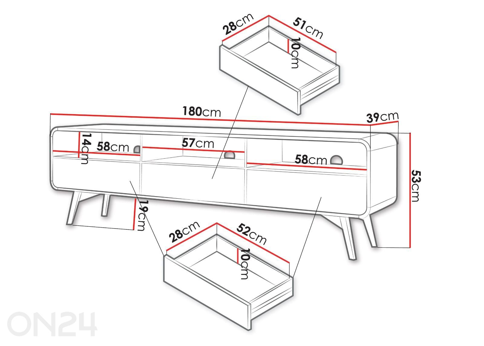 Подставка под ТВ Helion 180 см увеличить размеры