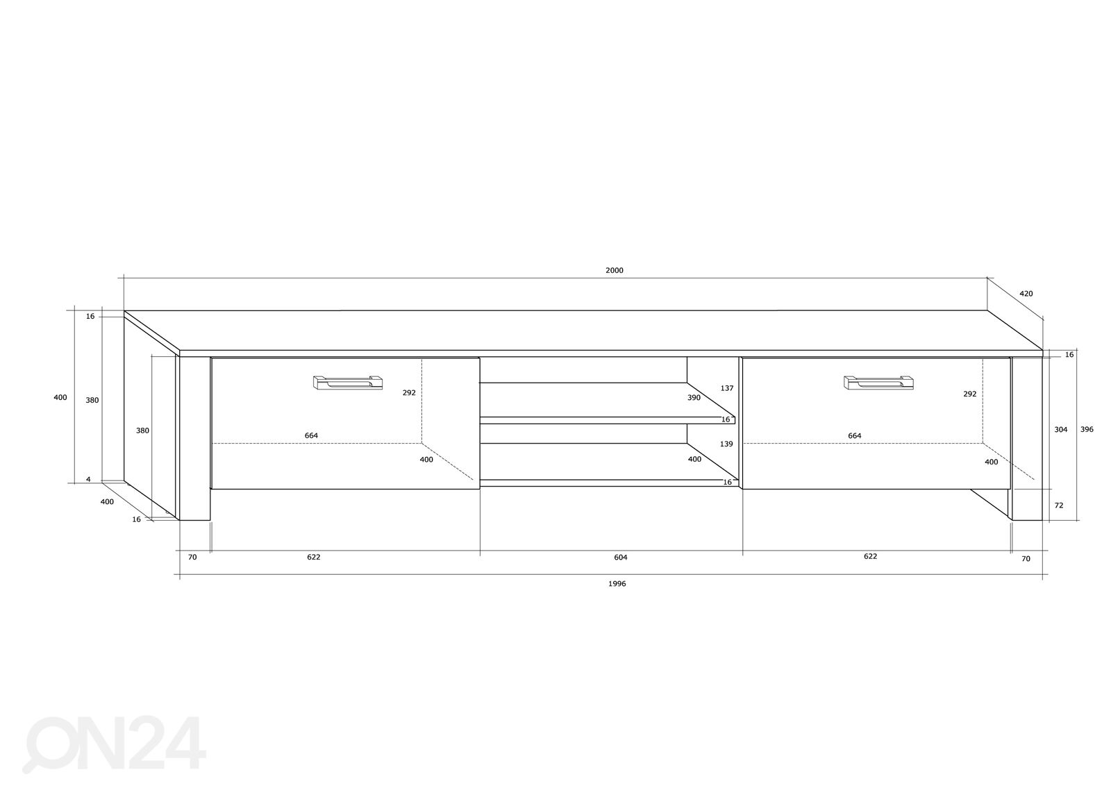 Подставка под ТВ Midleton 200 cm увеличить размеры