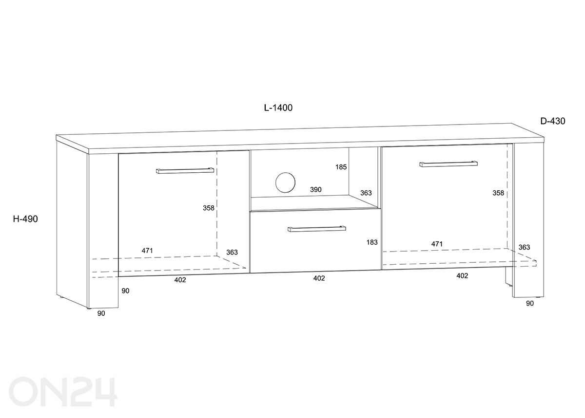 Подставка под ТВ Slide 140 см увеличить размеры