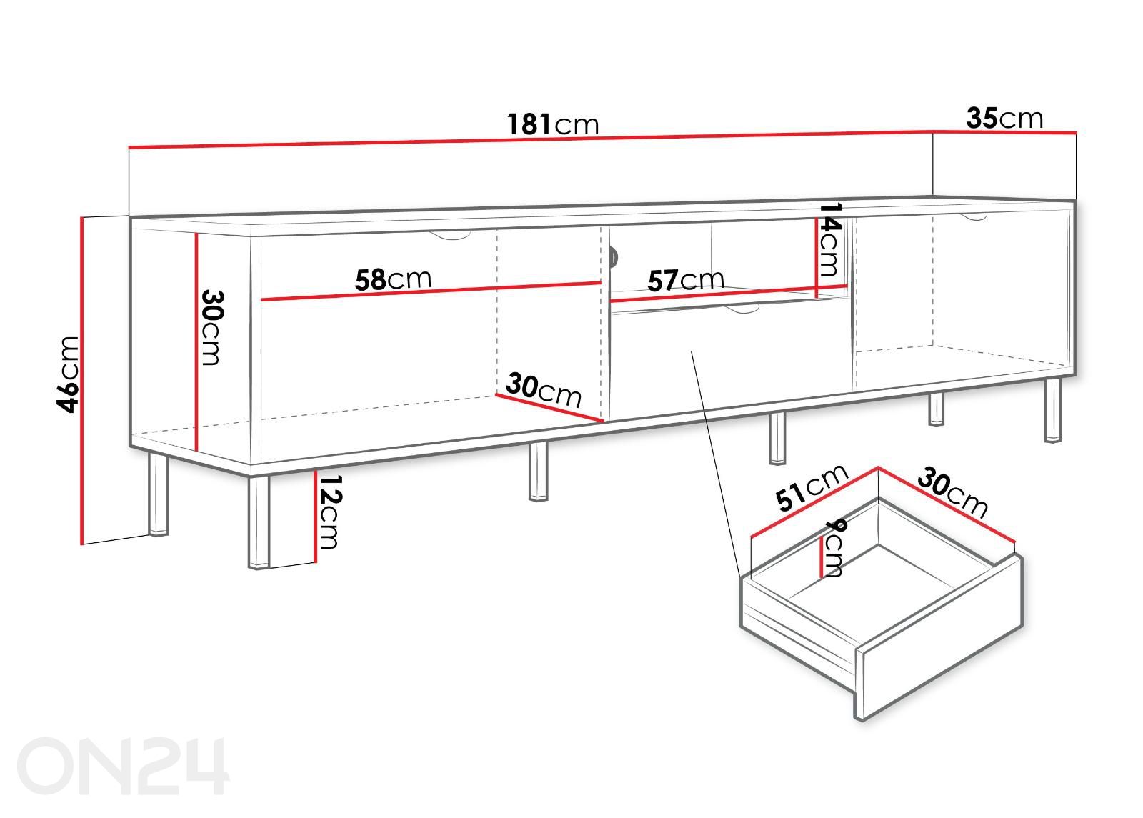 Подставка под ТВ Wera 181 см увеличить размеры