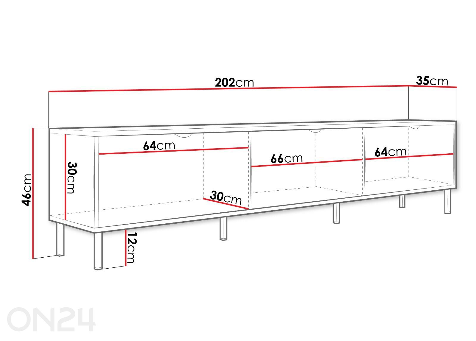 Подставка под ТВ Wera 202 см увеличить размеры
