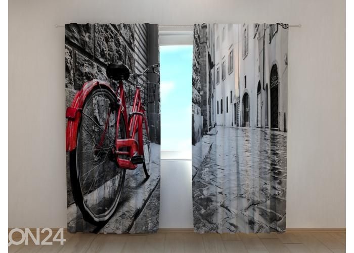 Полузатемняющая фотоштора Red Bike in Black and White Cit 240x220 см увеличить