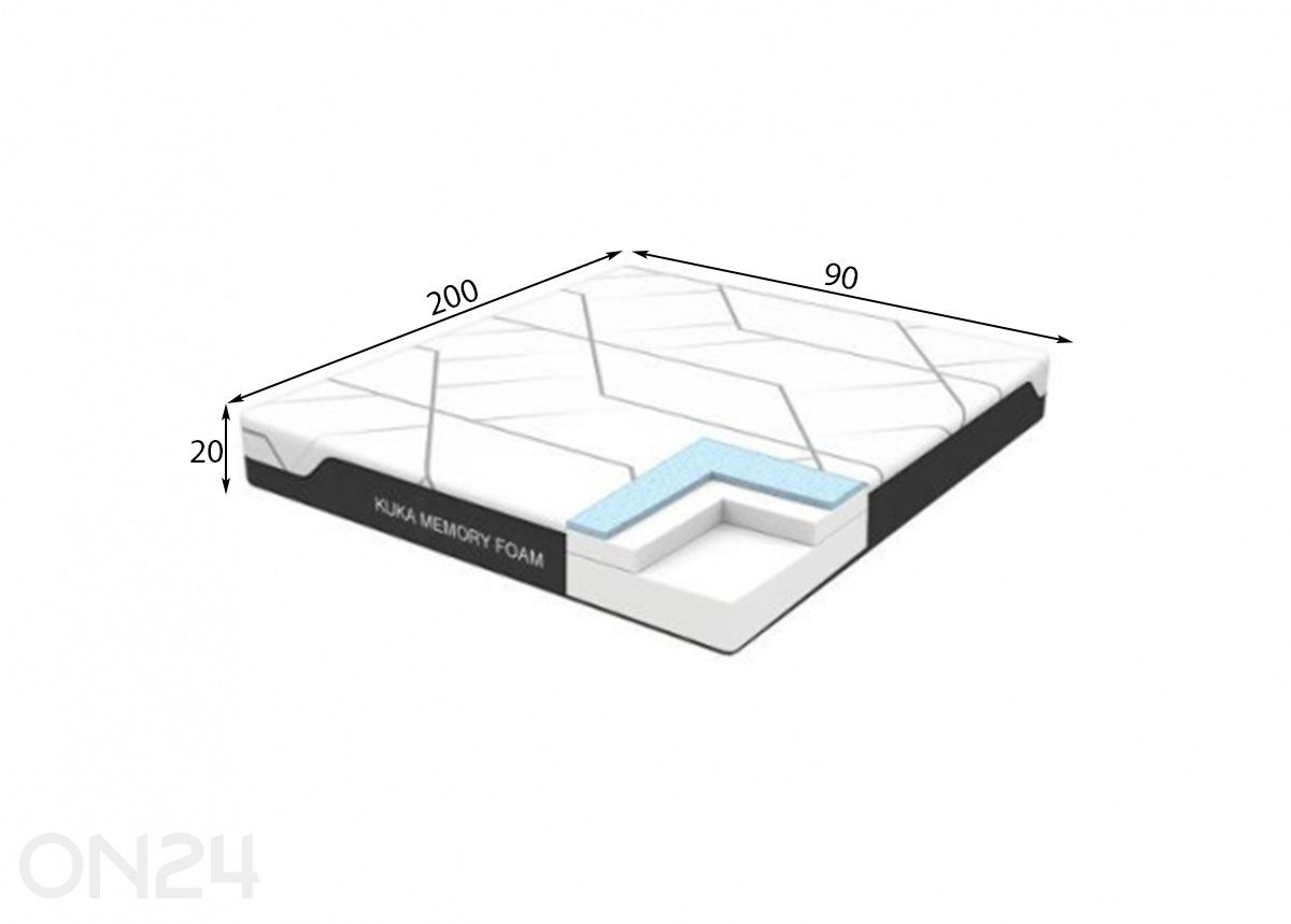 Поролоновый матрас Kuka Memory Foam 90x200xH20 см увеличить размеры