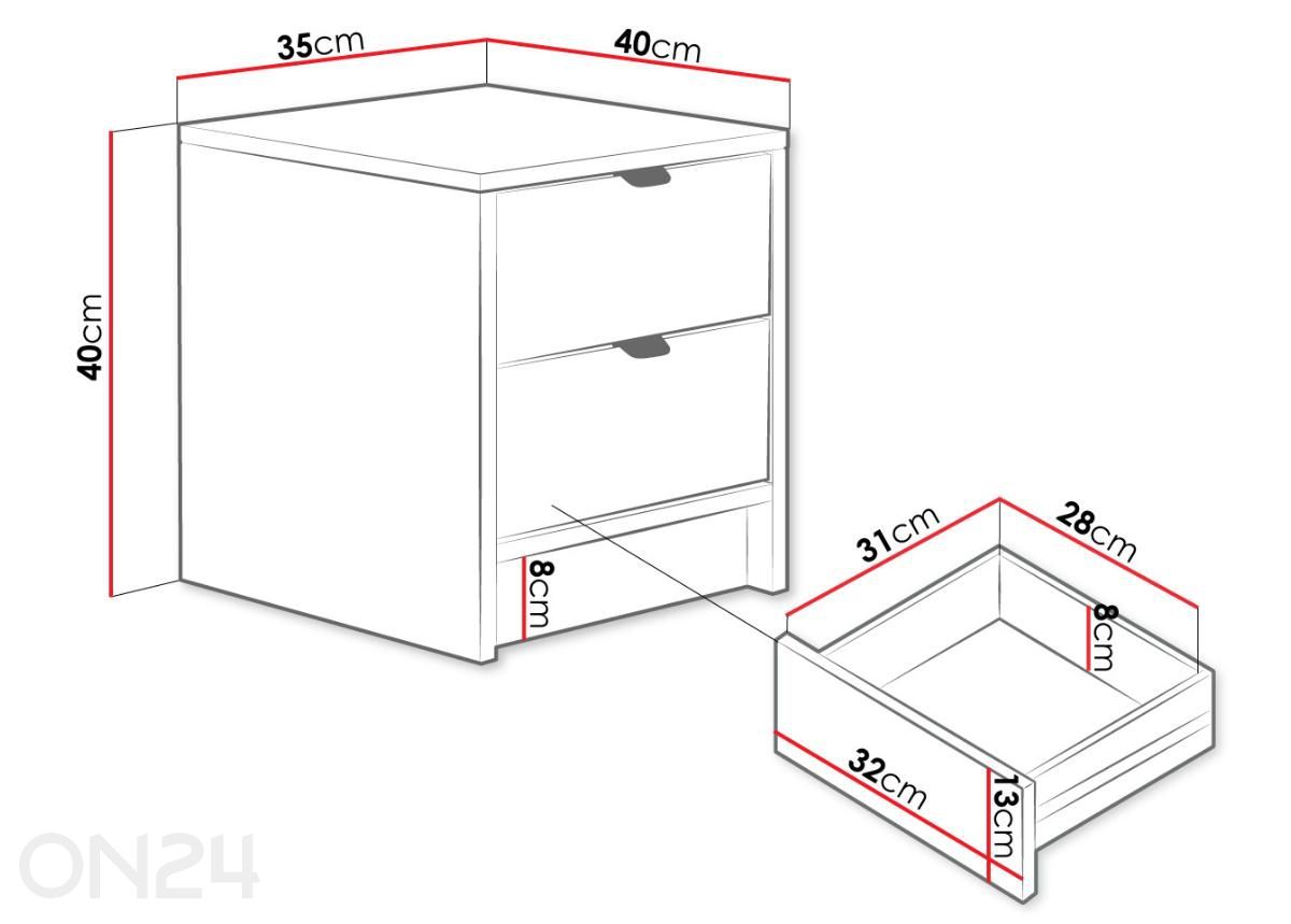 Прикроватная тумба Tireno 35 cm увеличить размеры
