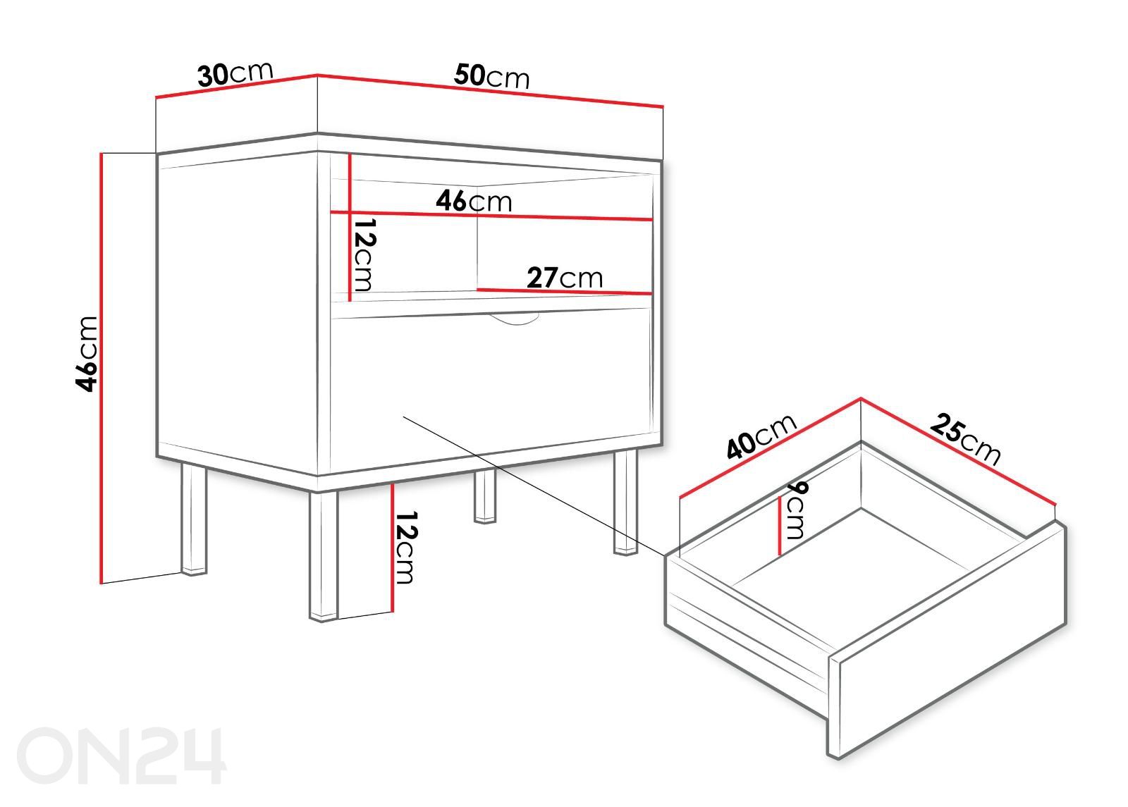 Прикроватная тумба Wera увеличить размеры