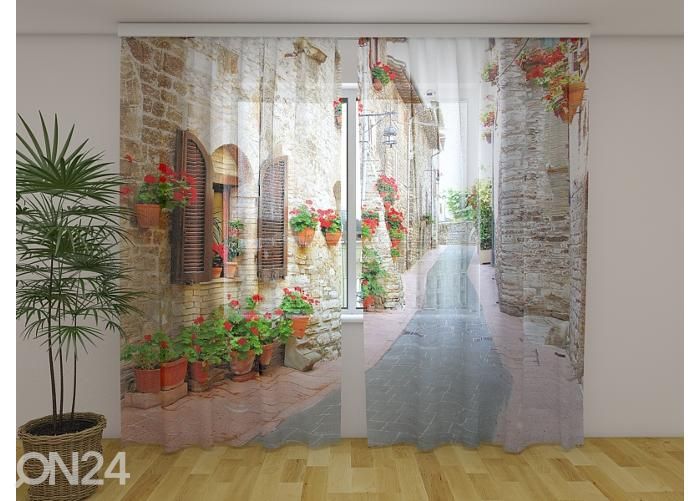 Просвечивающая фотоштора Italian Alley with Flowers 2 240x220 см увеличить