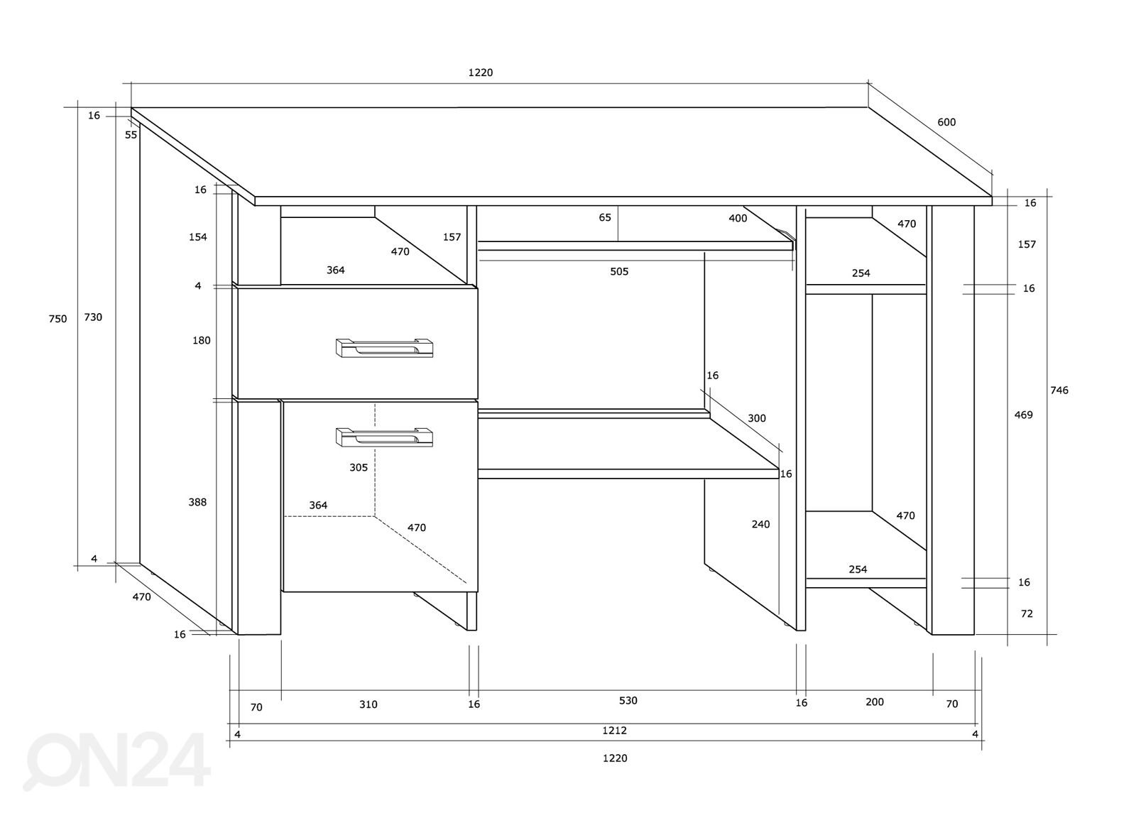 Рабочий стол Midleton 122 cm увеличить размеры