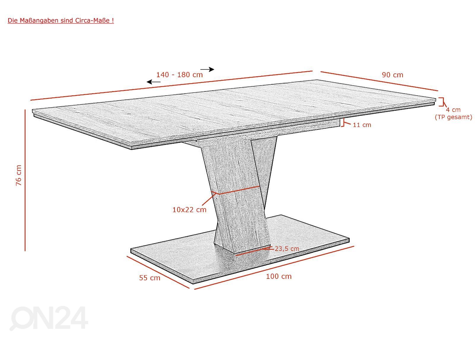 Раздвижной обеденный стол Lucy 90х140-180 см увеличить размеры