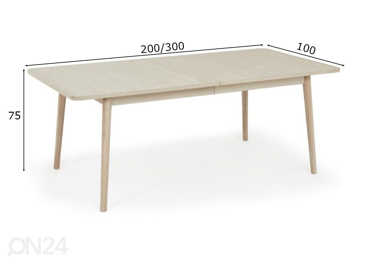 Раздвижной обеденный стол Nyborg 200/300×100 см увеличить размеры