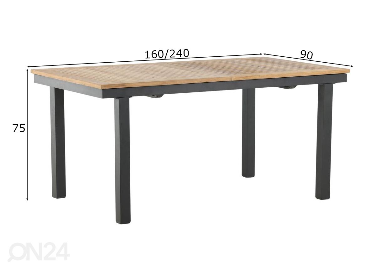Раздвижной садовый стол Panama 160/240 см увеличить размеры