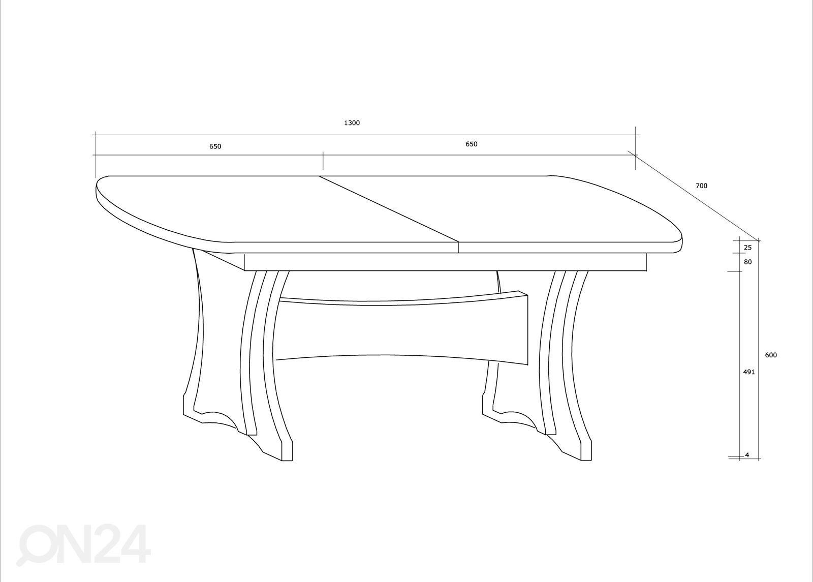 Регулируемый журнальный стол 130/176x70 см увеличить размеры