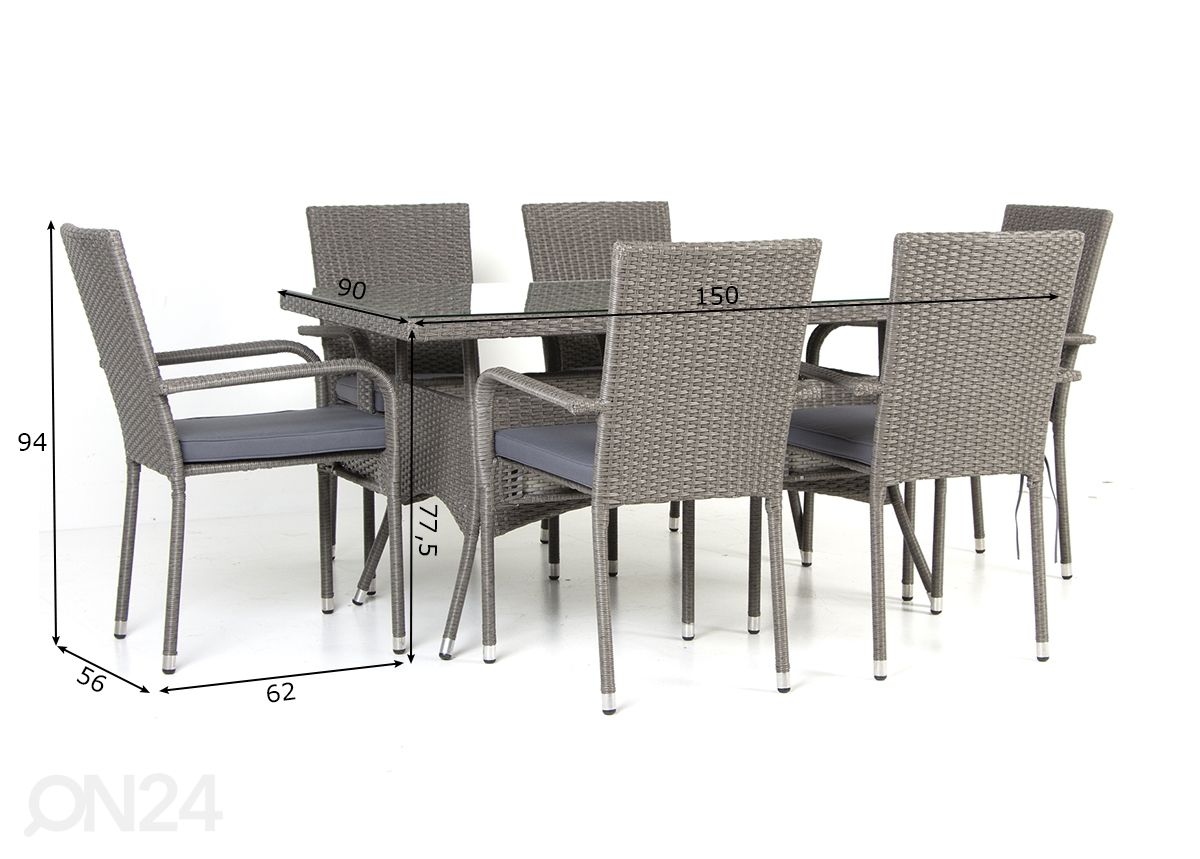 Садовая мебель стол + 6 стульев увеличить размеры