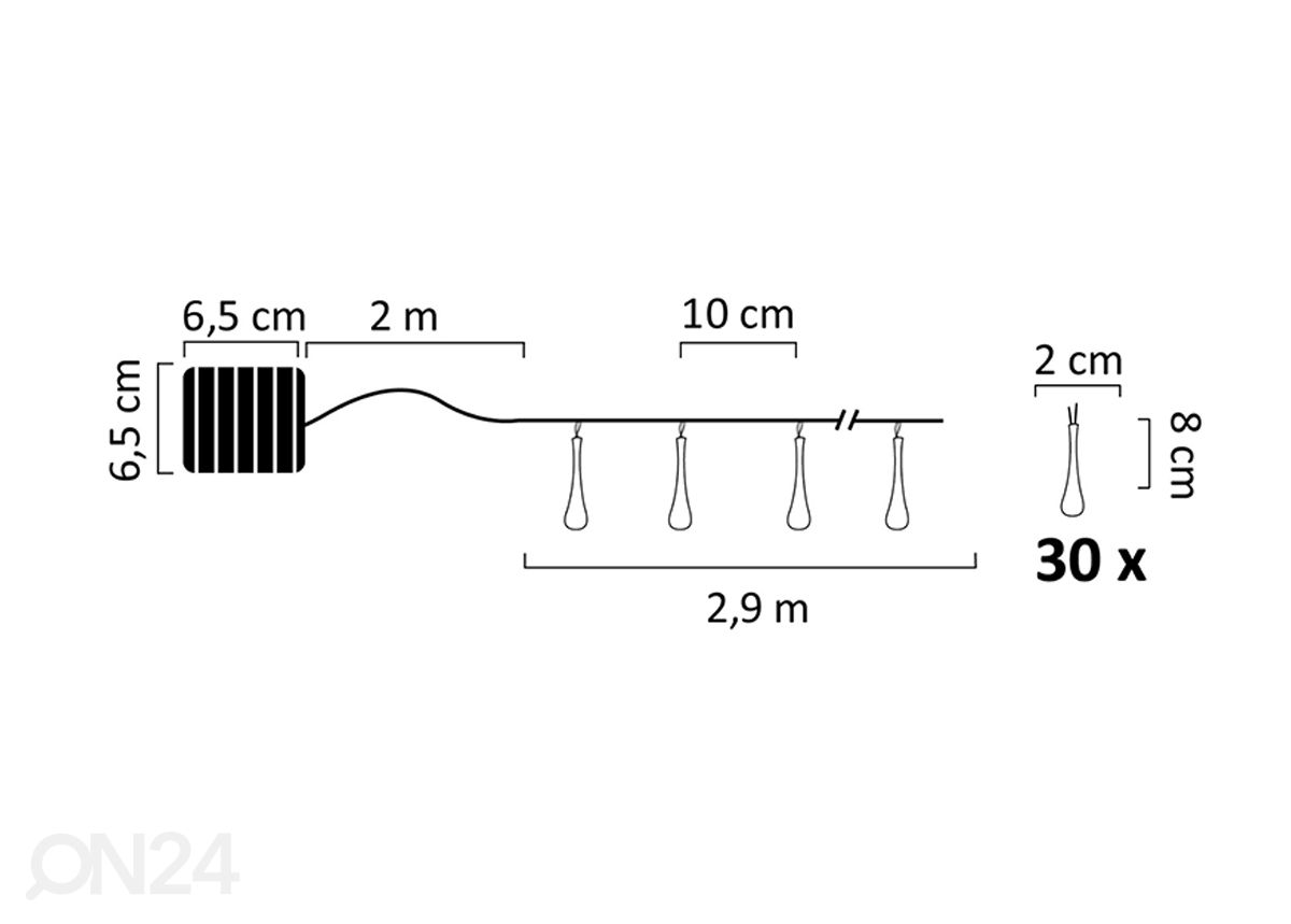 Световая гирлянда Solar Garland Ice 30 LED увеличить размеры