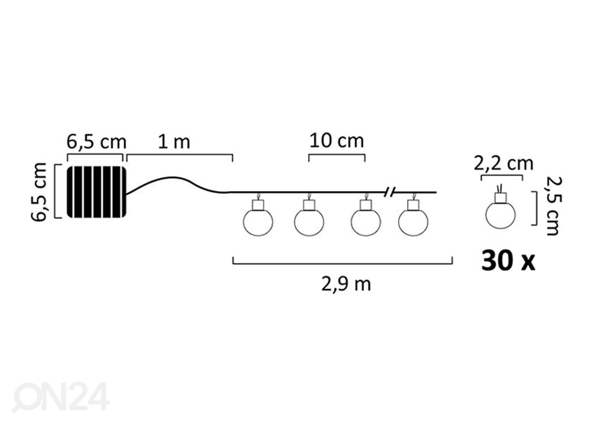 Световая гирлянда Solar Garland Party Milky 30 LED увеличить размеры