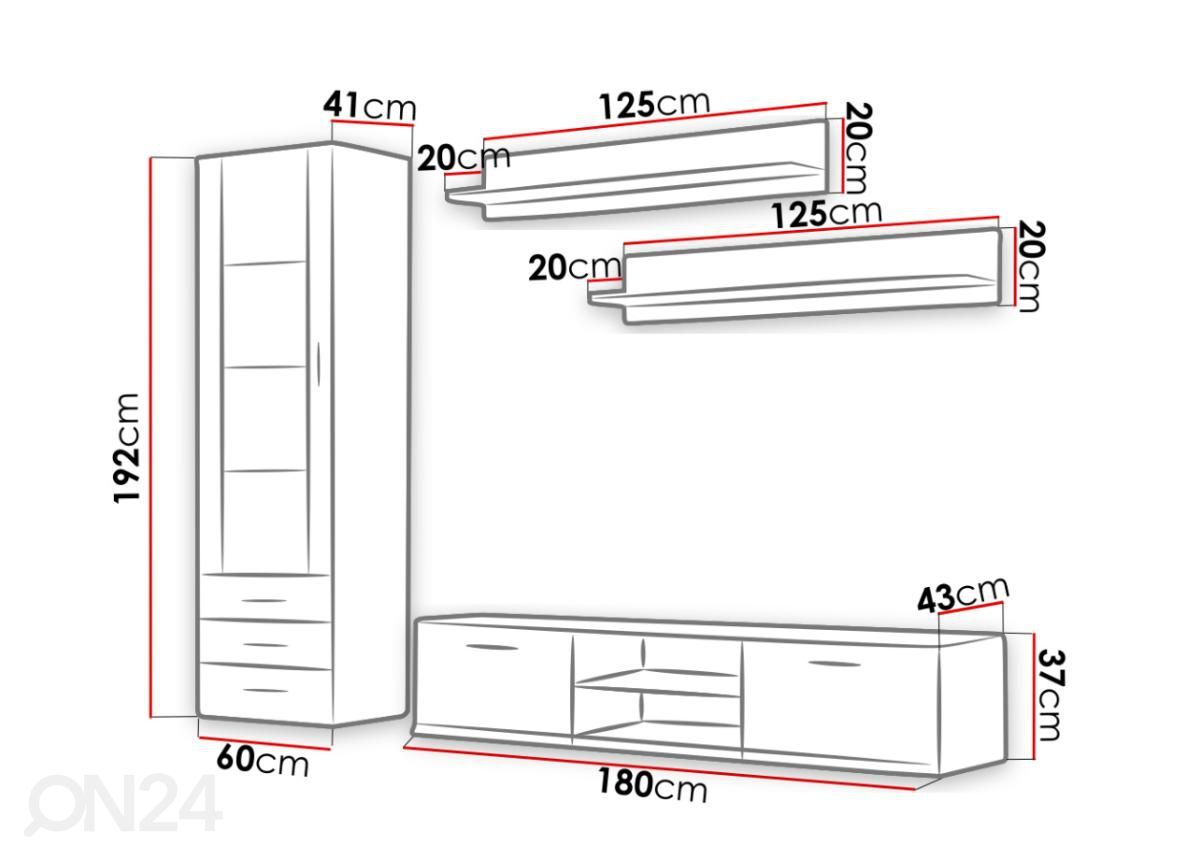 Секция 240 cm + подсветка увеличить размеры