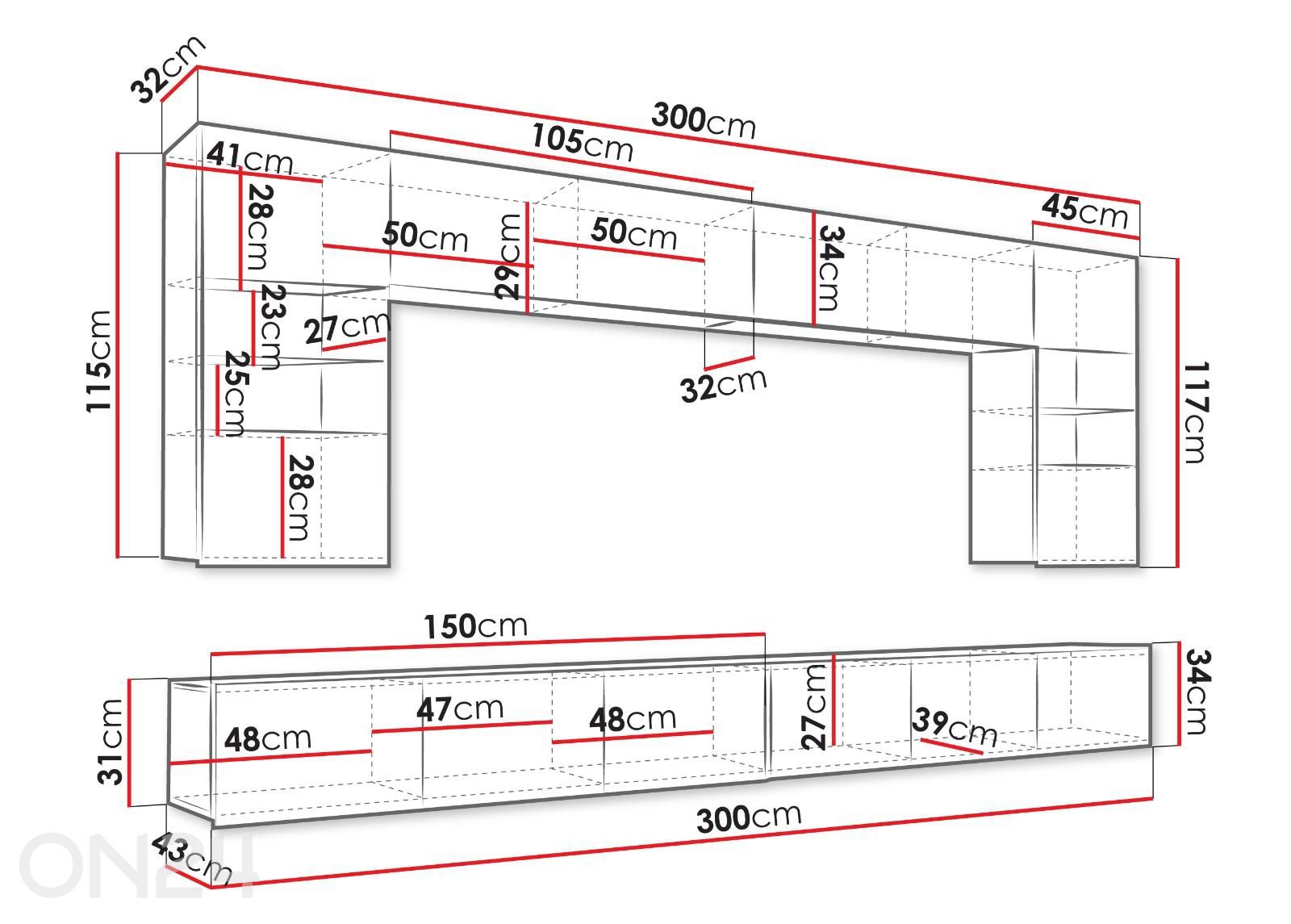 Секция Claudia 300 см + подсветка увеличить размеры
