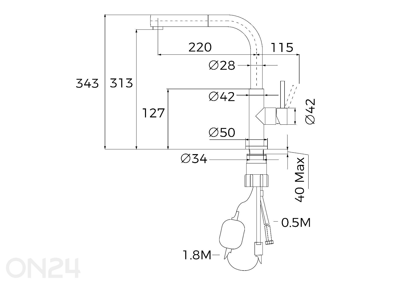 Смеситель Teka UNI 9331, матовый чёрный увеличить размеры