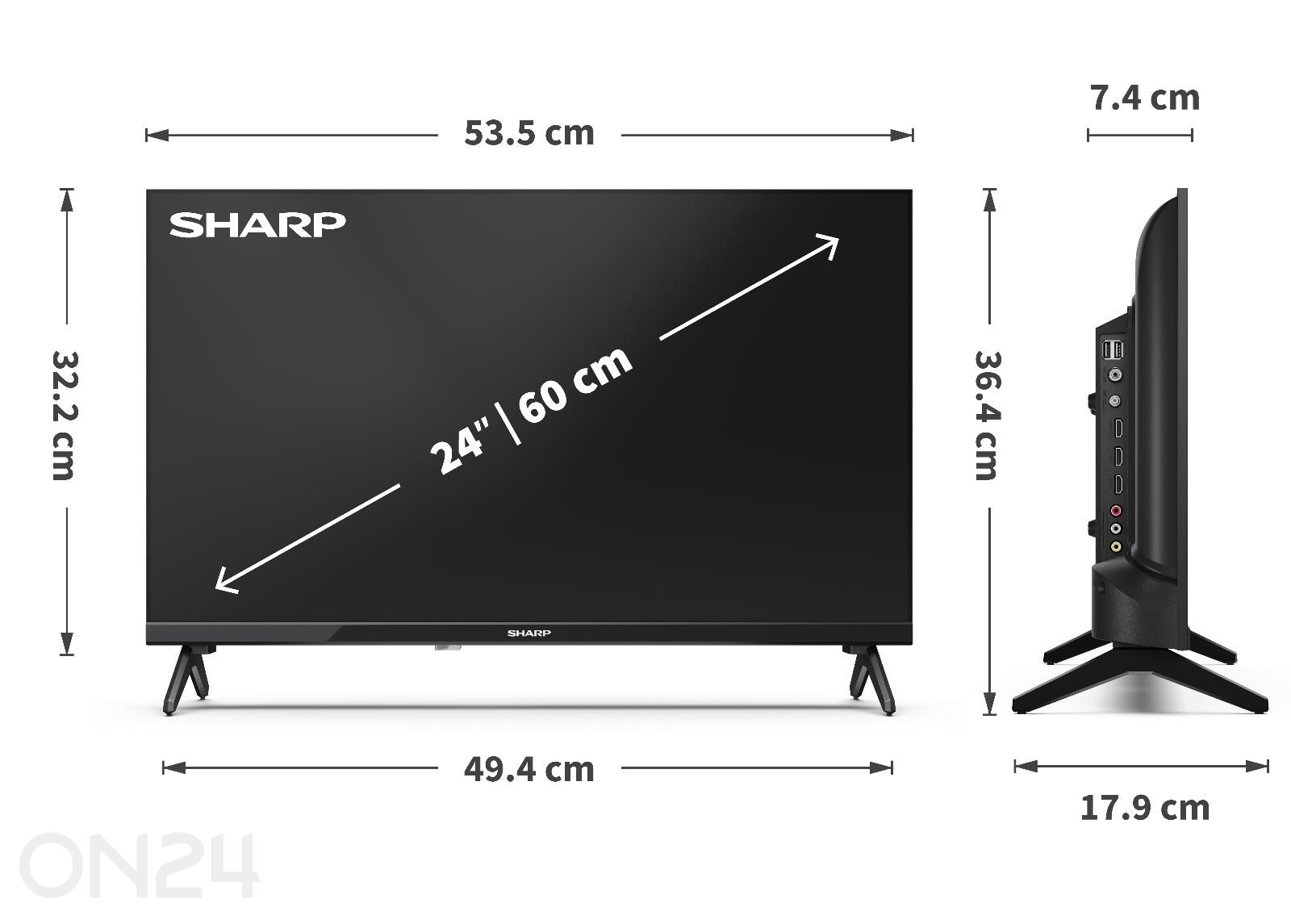 Телевизор Sharp 24" (60 см) LED HD-Ready, Active Motion, Dolby Audio увеличить размеры