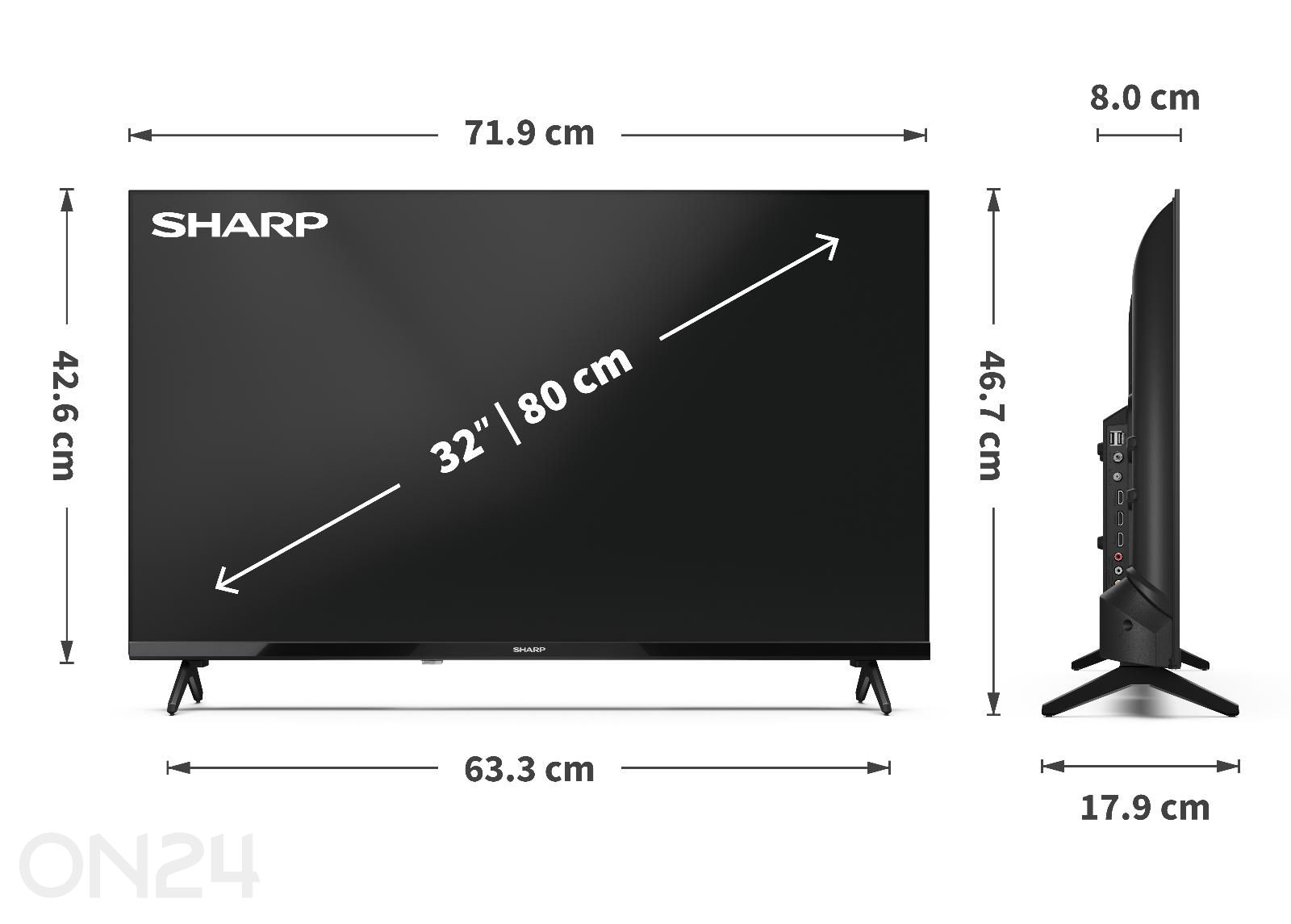 Телевизор Sharp 32" (80 см) LED HD-Ready, Active Motion, DolbyAudio увеличить размеры