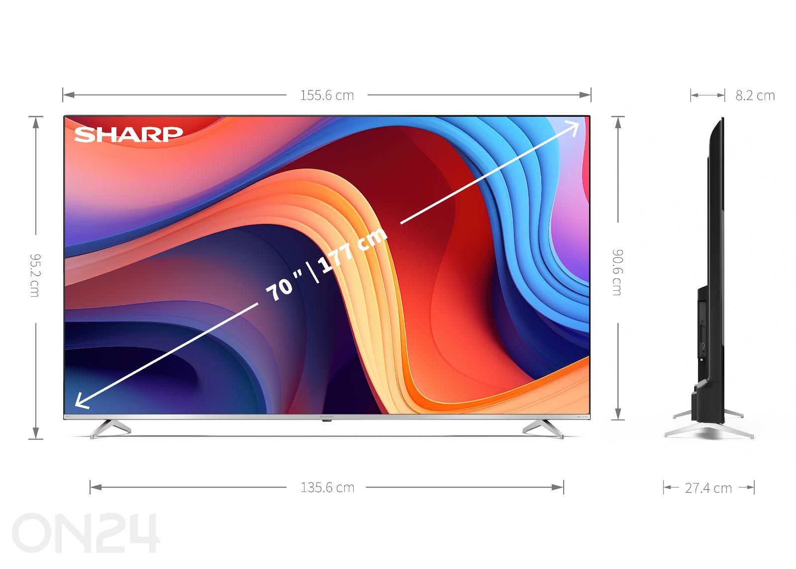 Телевизор Sharp 70" (177 см) 4K Ultra HD Smart Google TV, Dolby Vision, Dolby Atmos, HARMAN/KARDON® увеличить размеры