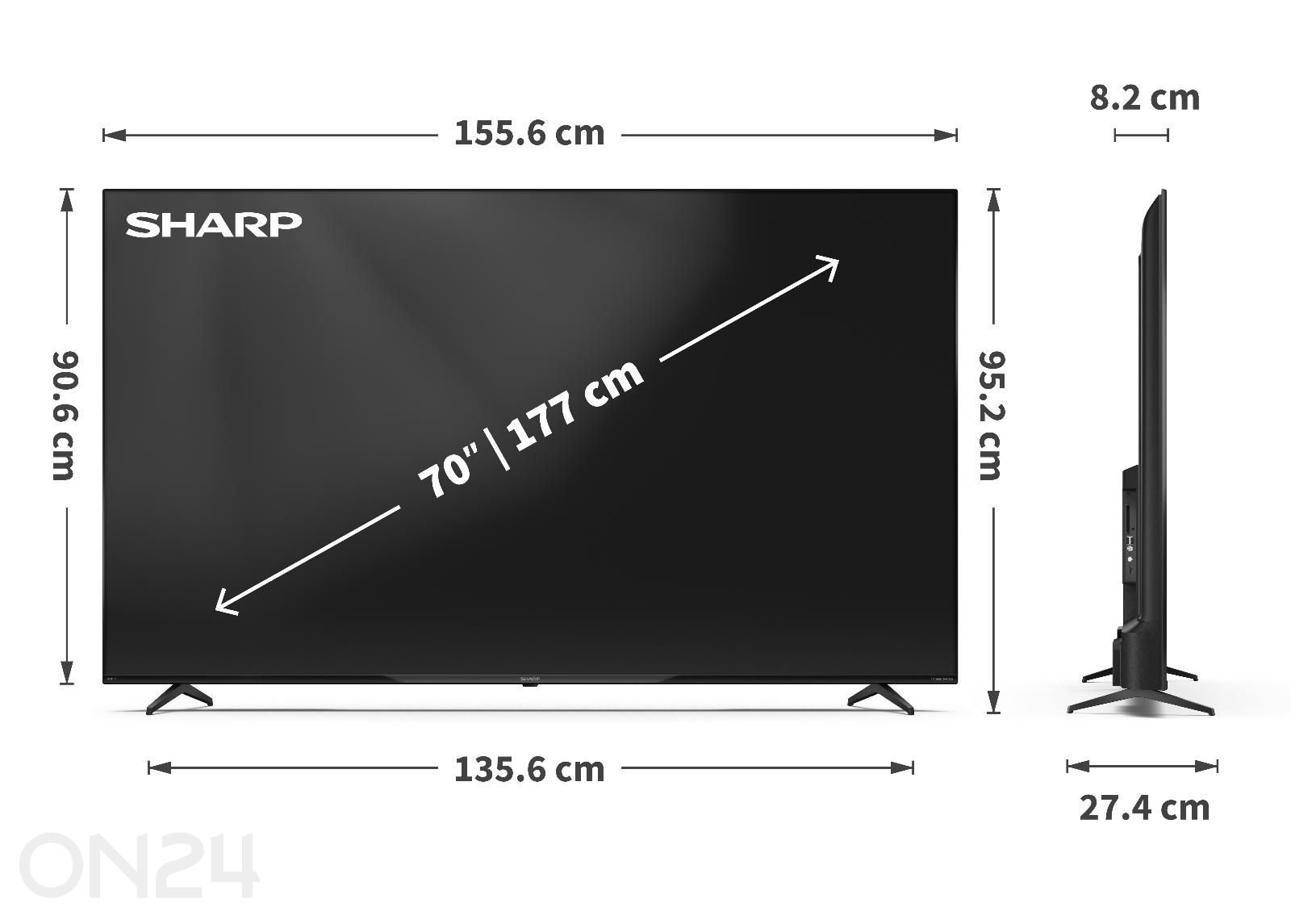 Телевизор Sharp 70" (177 см) QLED 4K Ultra HD Google TV, Harman/Kardon, DolbyVision, DolbyAtmos увеличить размеры