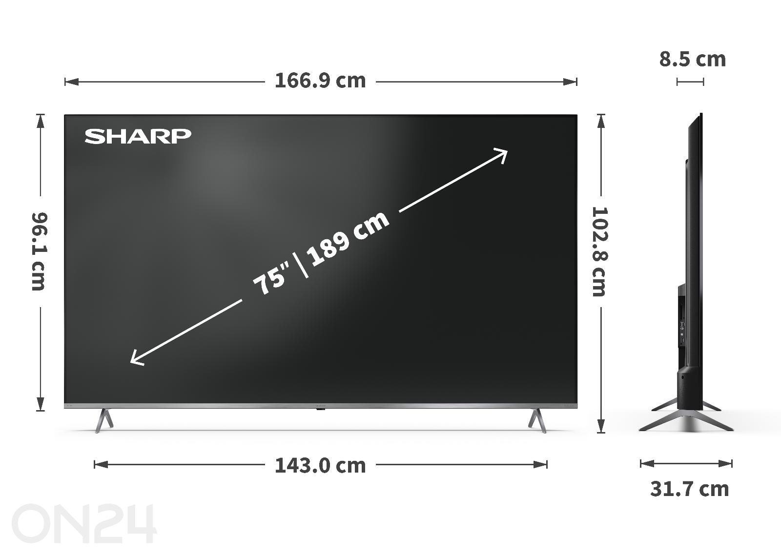 Телевизор Sharp 75" (189 см) Mini LED QLED 4K Ultra HD Google TV, Harman/Kardon, DolbyVision, DolbyAtmos увеличить размеры