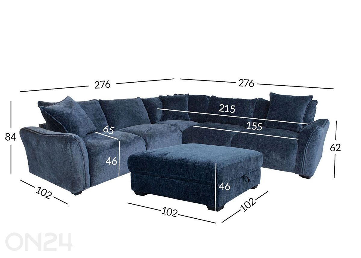 Угловой диван и пуф Divi увеличить размеры