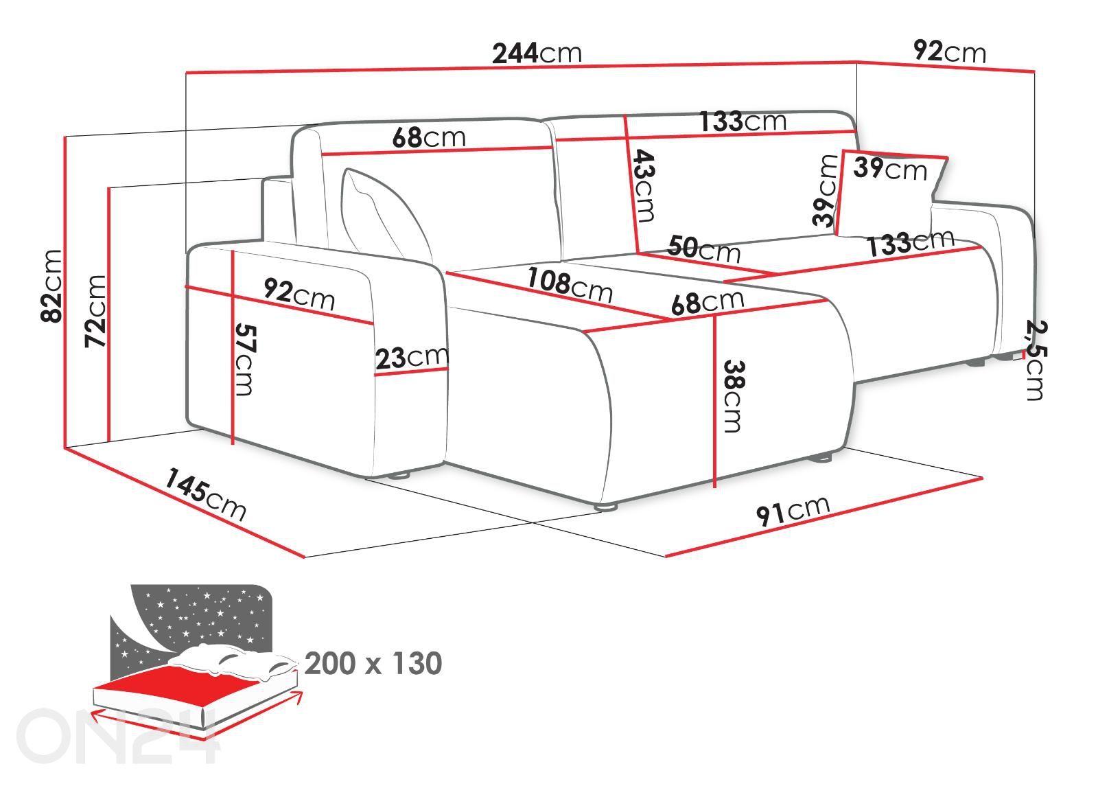 Угловой диван-кровать + пуф увеличить размеры