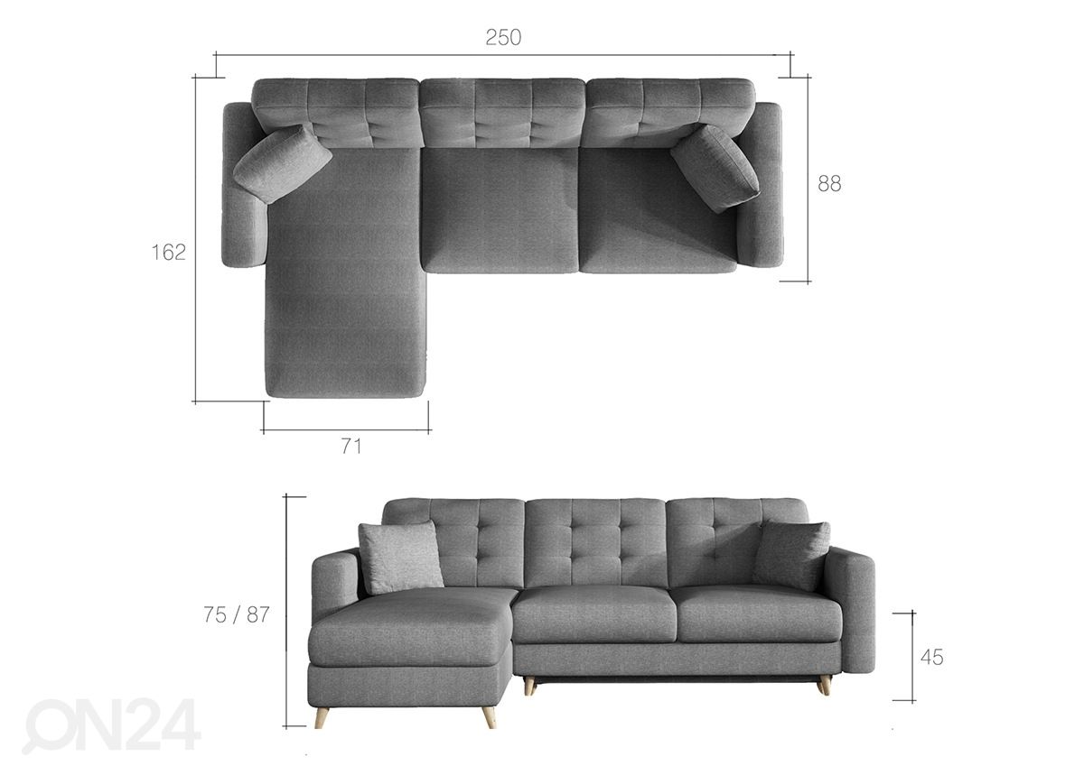 Угловой диван-кровать с ящиком увеличить размеры
