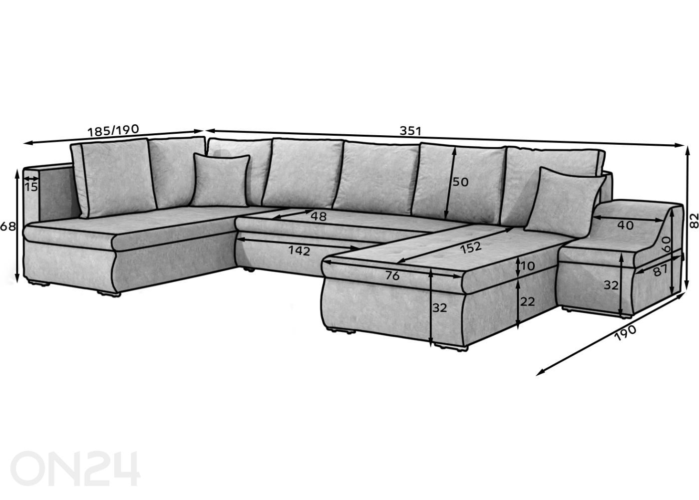 Угловой диван-кровать с ящиком Giovanni увеличить размеры