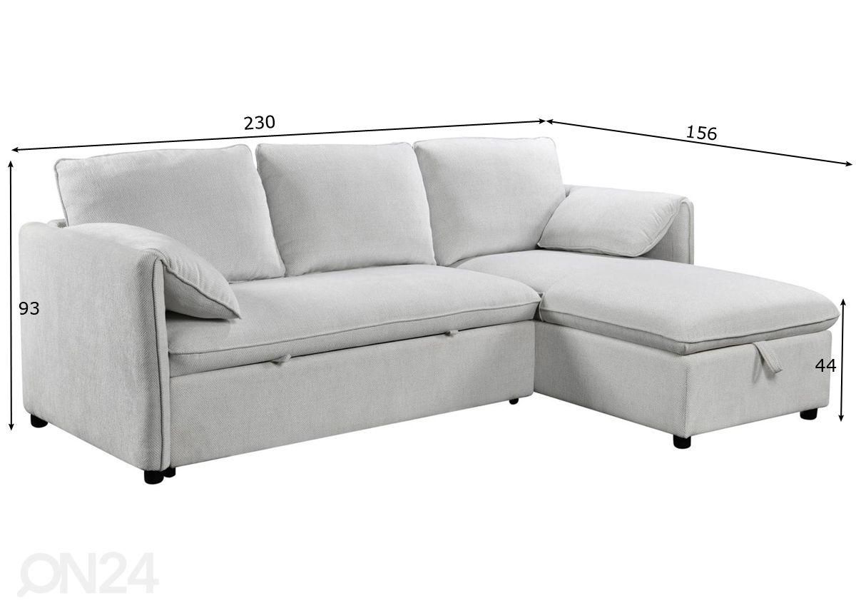 Угловой диван-кровать с ящиком Lota увеличить размеры