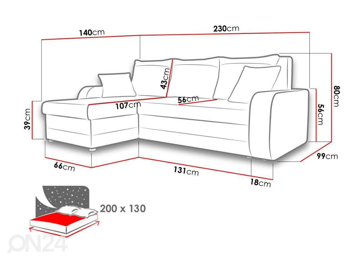 Угловой диван-кровать 230 см увеличить размеры