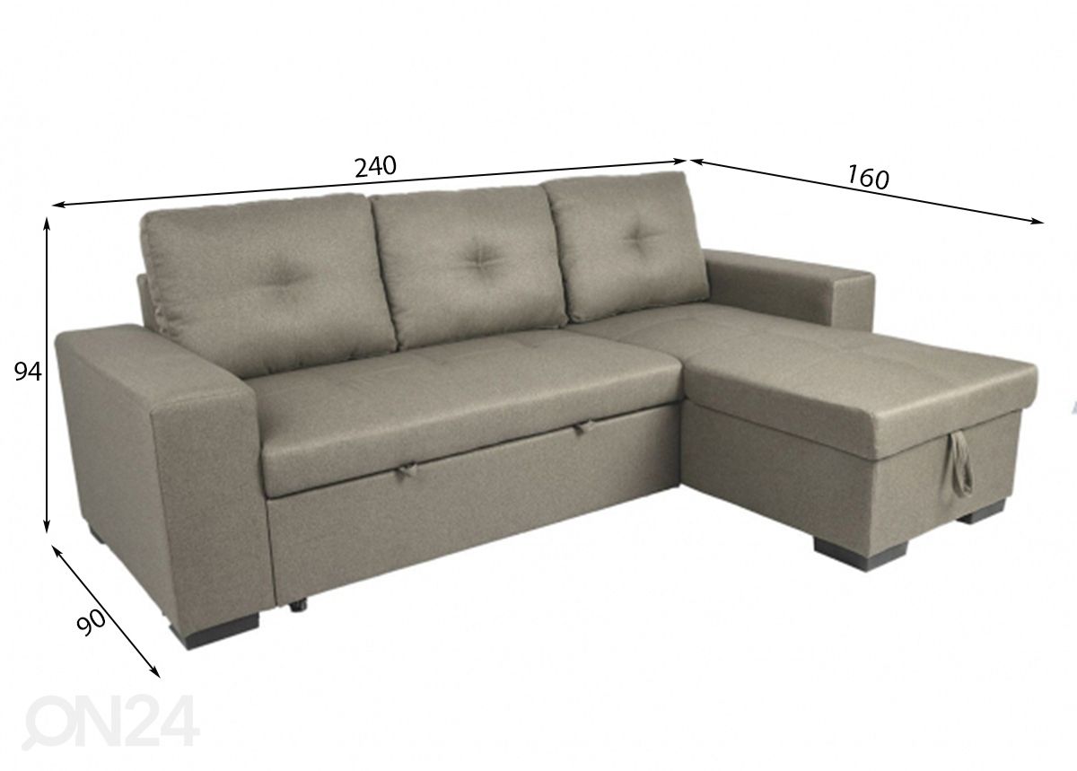 Угловой диван-кровать Carita увеличить размеры