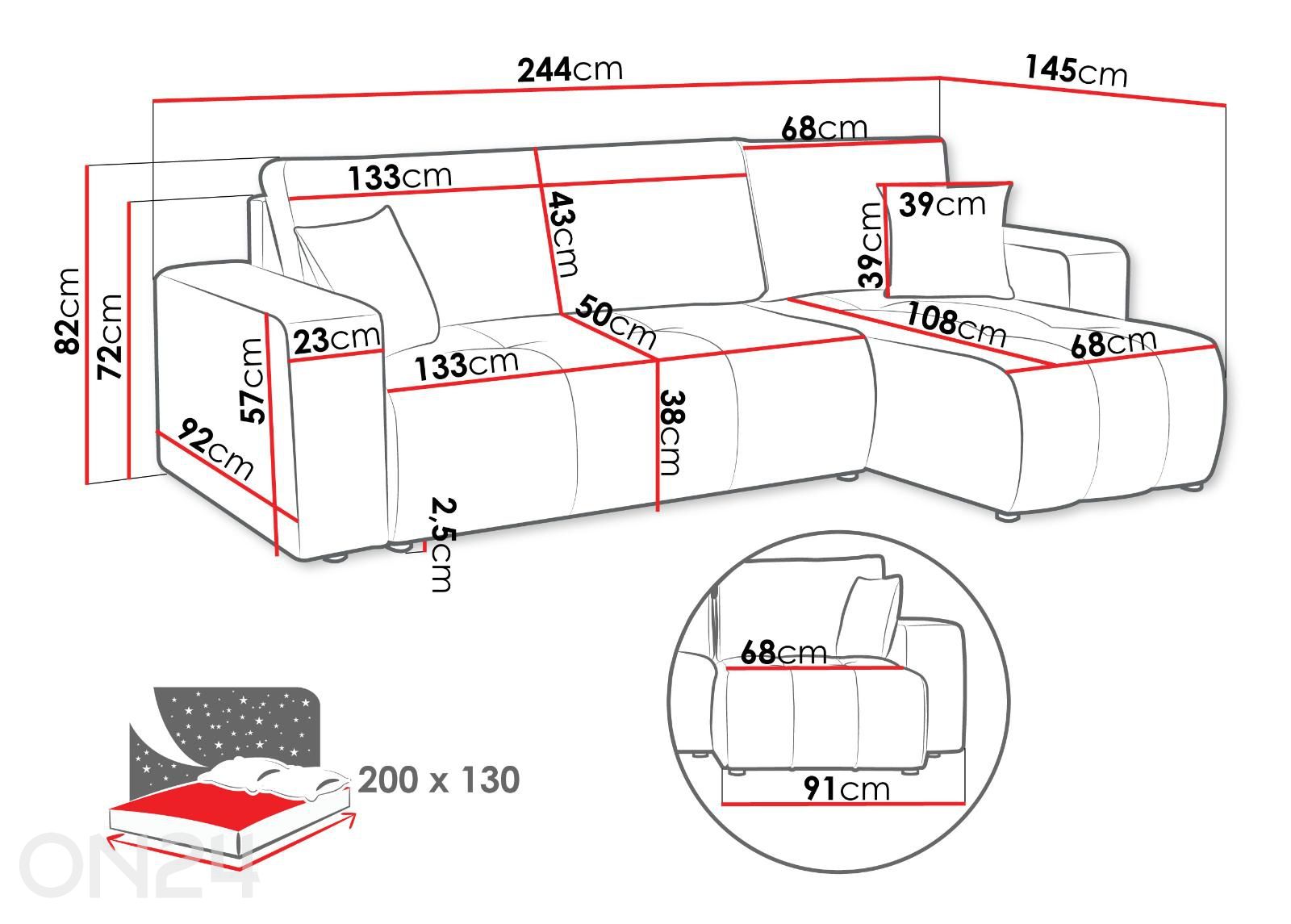 Угловой диван-кровать Furyn увеличить размеры
