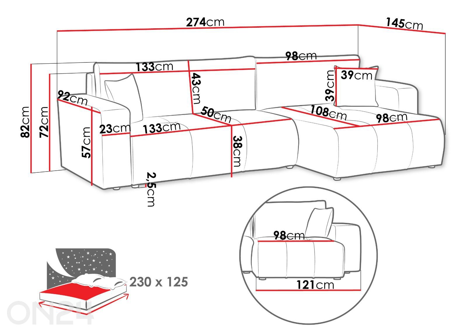 Угловой диван-кровать Furyn Maxi увеличить размеры