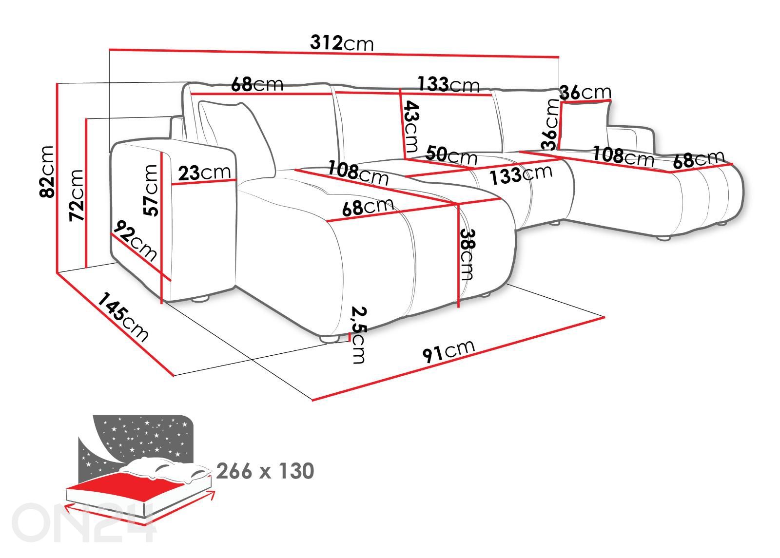 Угловой диван-кровать Furyn U увеличить размеры
